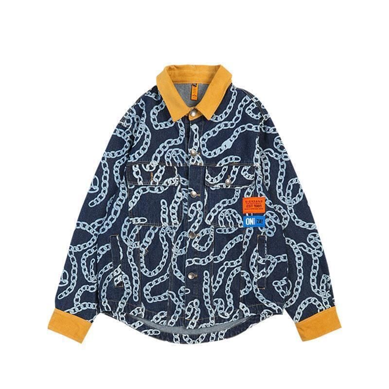 絶対流行 絶対欲しい デザイン性抜群 切り替え デニム ジャケットゆったりコートE-9945