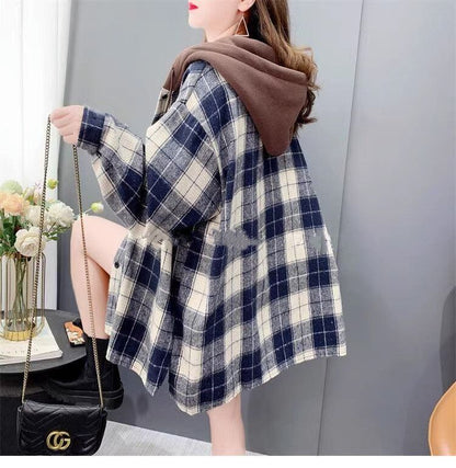 【裏起毛】好感度UP カジュアル 定番シンプル チェック柄 2色選択 プラスベルベット シャツ E-9685