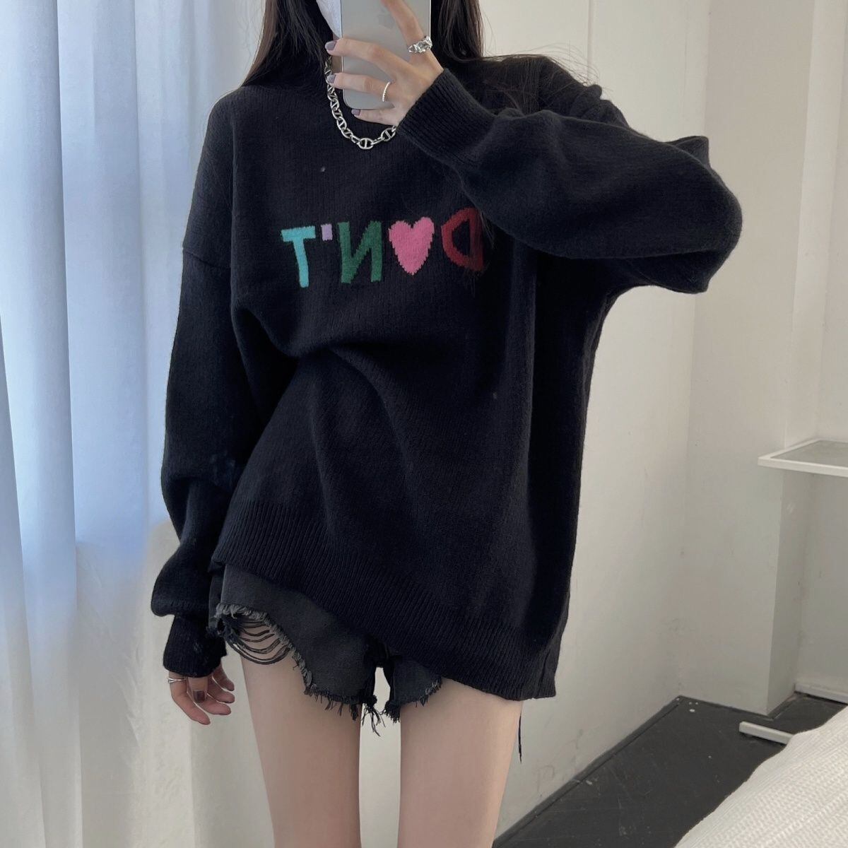 存在感抜群 韓国風ファッション トレンドアイテム カジュアル 3色選択 ニットトップスE-10642