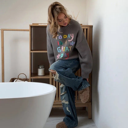 優れた品質 ファッション 知的な雰囲気と女性らしい華やかさもあり 2色選択 ニットトップスE-10694