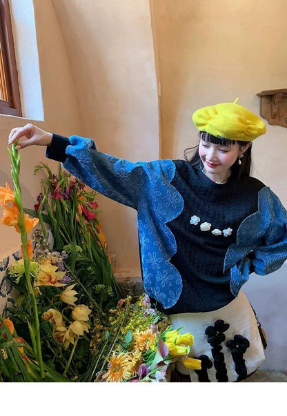 おしゃれ ファッション デニム キュート カジュアル スウェットE-10181