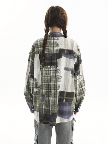 スタイルアップ カジュアル 個性的なデザイン チェック柄 全3色 カップル シャツ E-9165