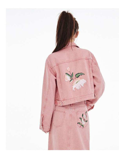 カジュアル 長袖 定番シンプル ジャケット＋スカート セットアップ E-10943