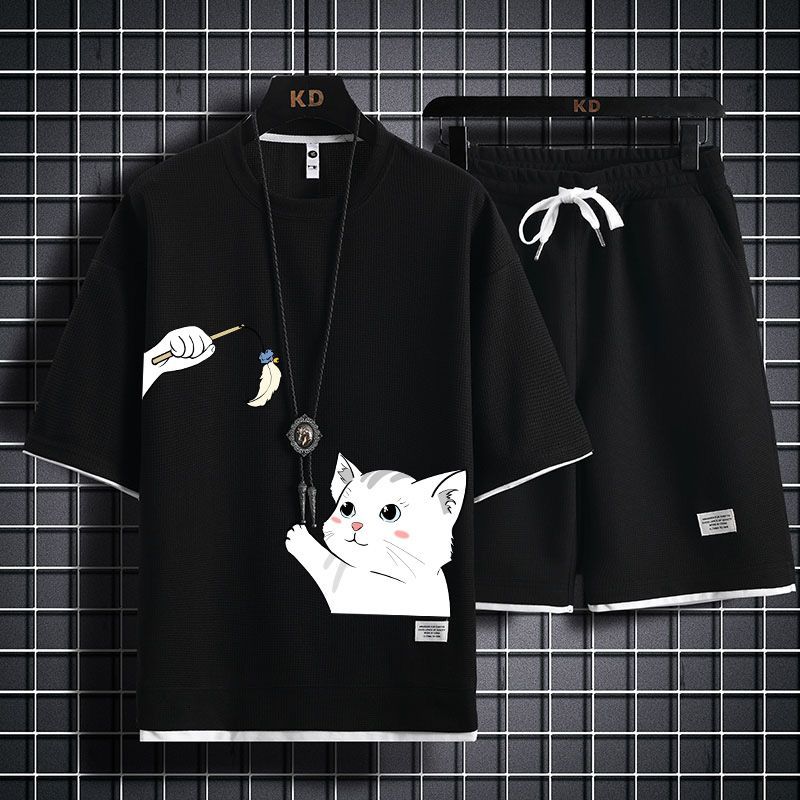 男女兼用 上質 カジュアル Tシャツ & ショーツ セットアップ U-80040