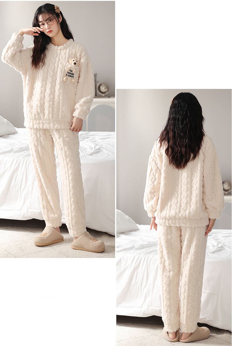 スタイルアップ効果抜群 3種選択 デザイン性抜群 サンゴフリース カップル パジャマ E-9770