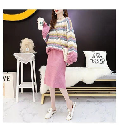 「上品な美しさ」女性らしい落ち着いたファッション  4色選択 ニットトップスE-10696