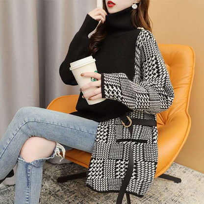 個性的なデザイン お洒落 一目惚れ 切り替え セーターE-3738