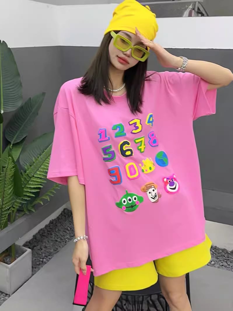 売り切れ必至 個性派 プリント三色 ゆったり 半袖Tシャツ ＜ins-8462＞