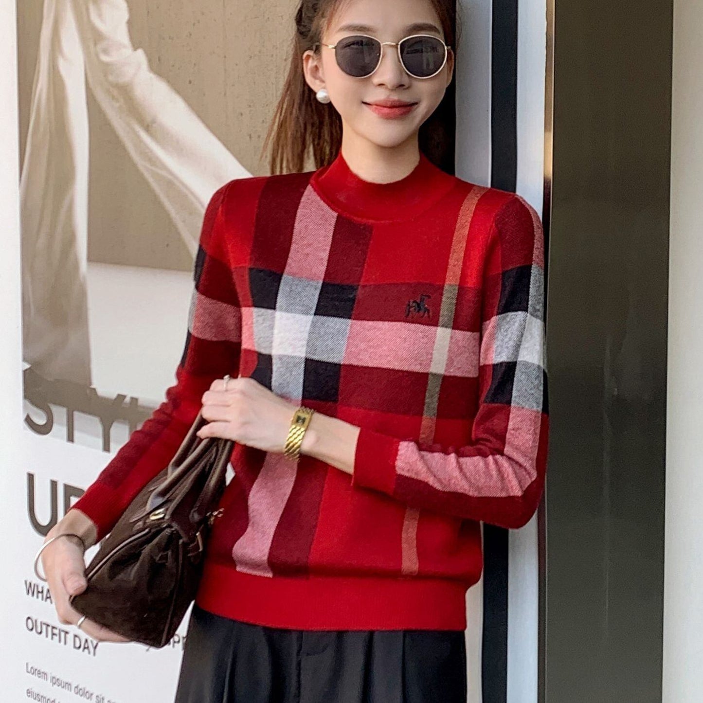 スタイルアップ 海外トレンド 形が綺麗 2色選択 ニットトップスE-9797