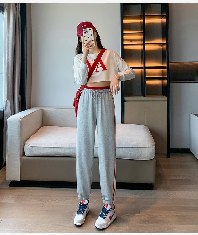 【半額！期間限定！！】定番シンプル 三色 ストライプ柄 スウェット ジョガーパンツ E-4095