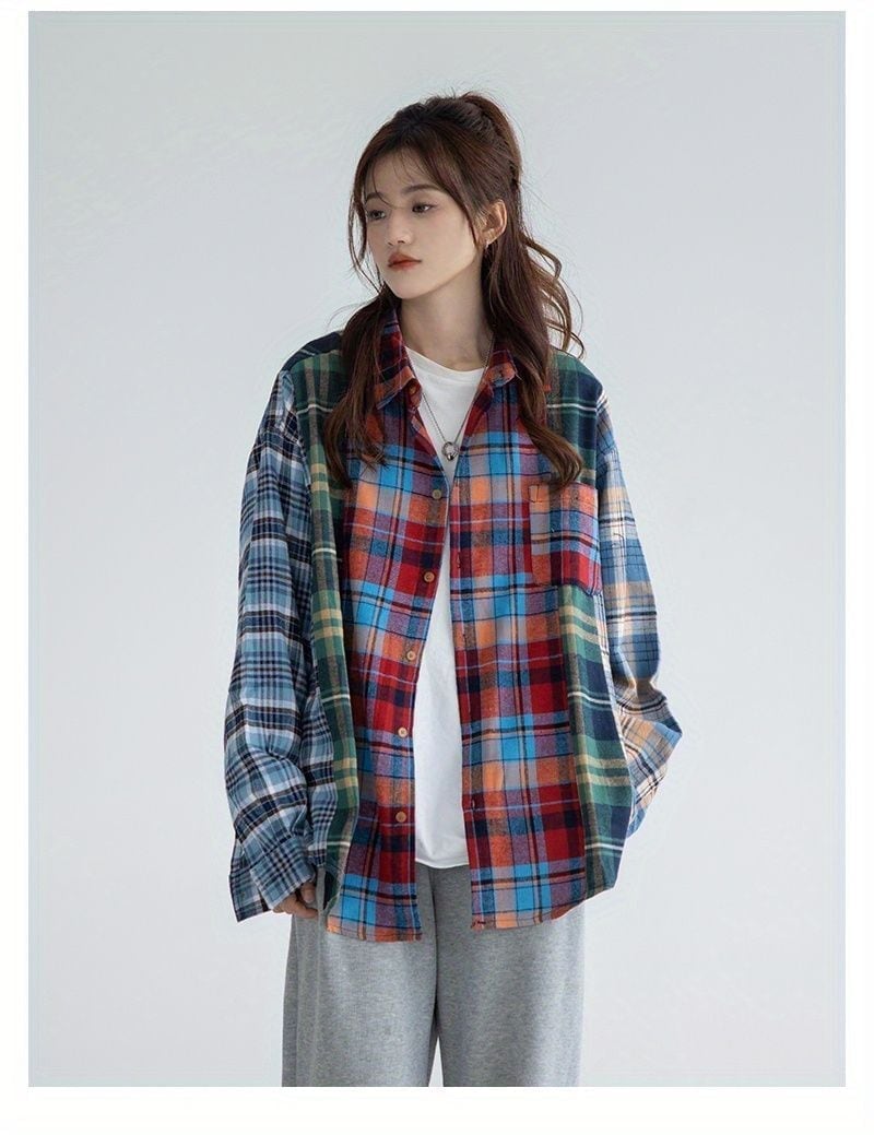 売り切れ必至 チェック柄 レトロ 上質 シャツE-8080