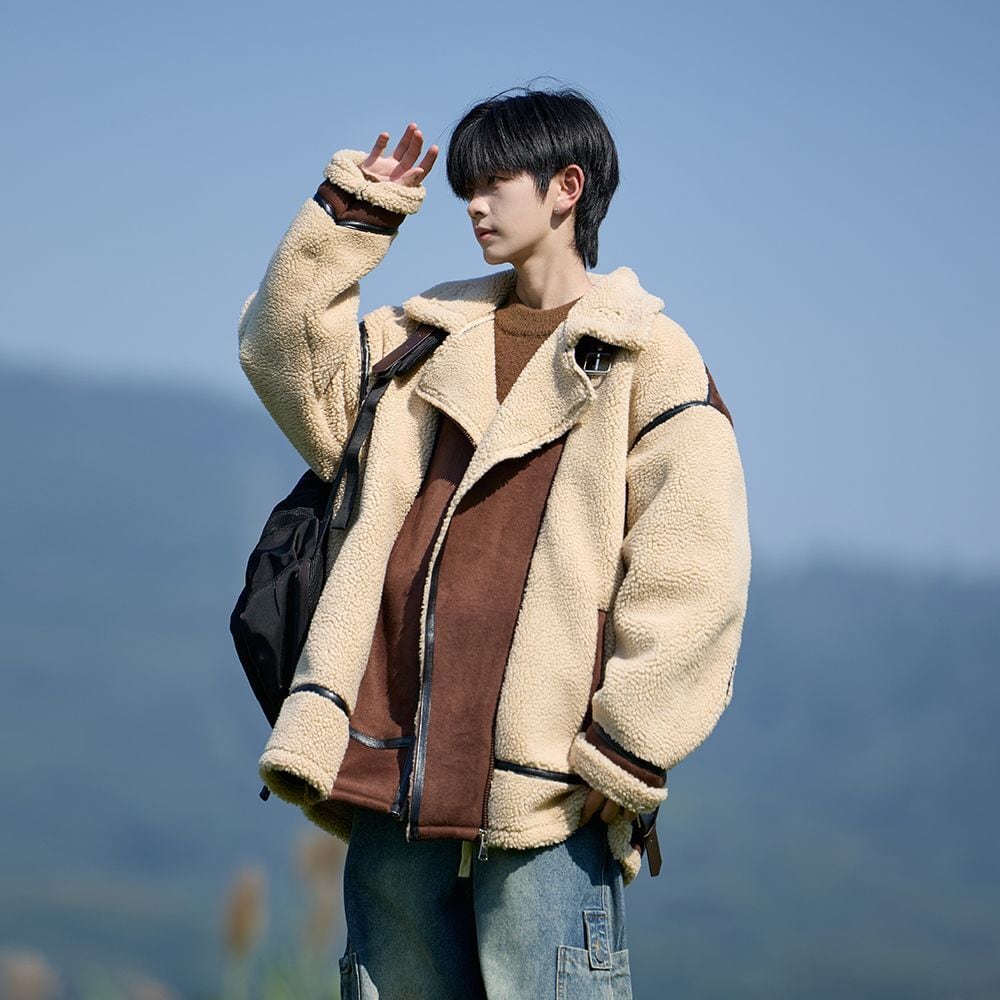 冬新作 ムートン風 暖かい 3色展開 ジャケットE-12583