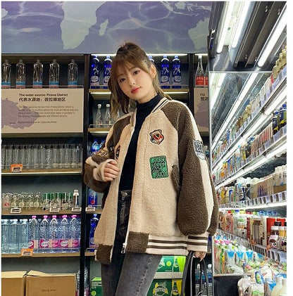 売り切れ必至 カジュアル トレンドアイテム 切り替え 2色選択 グフリースジャケットE-9749