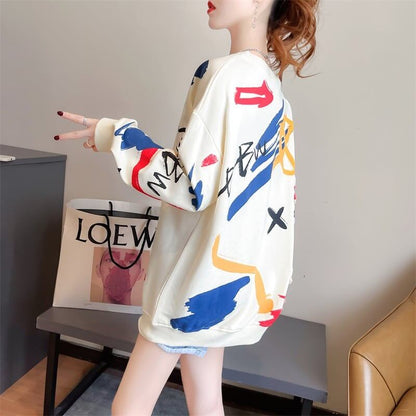 美人度アップ プリント ファッション スウェット パーカーE-3694