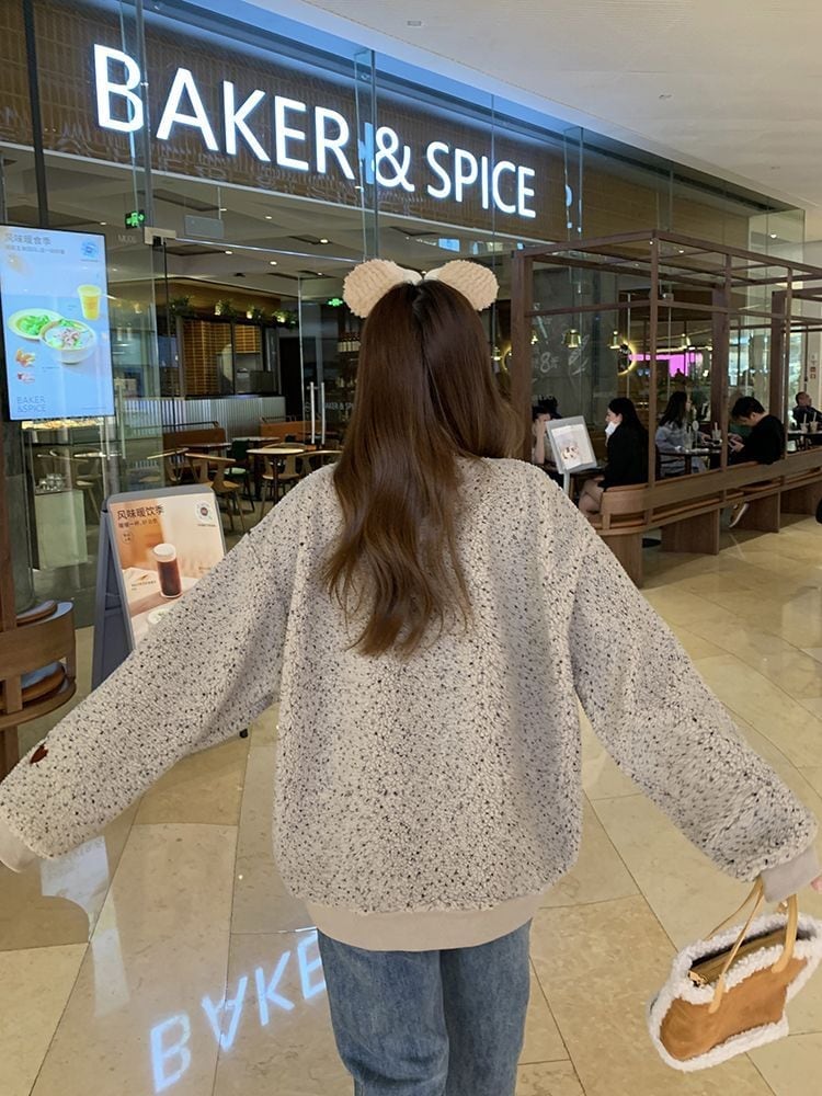 絶対欲しい刺?ロゴもこもこボアスウェット全2色E-4548