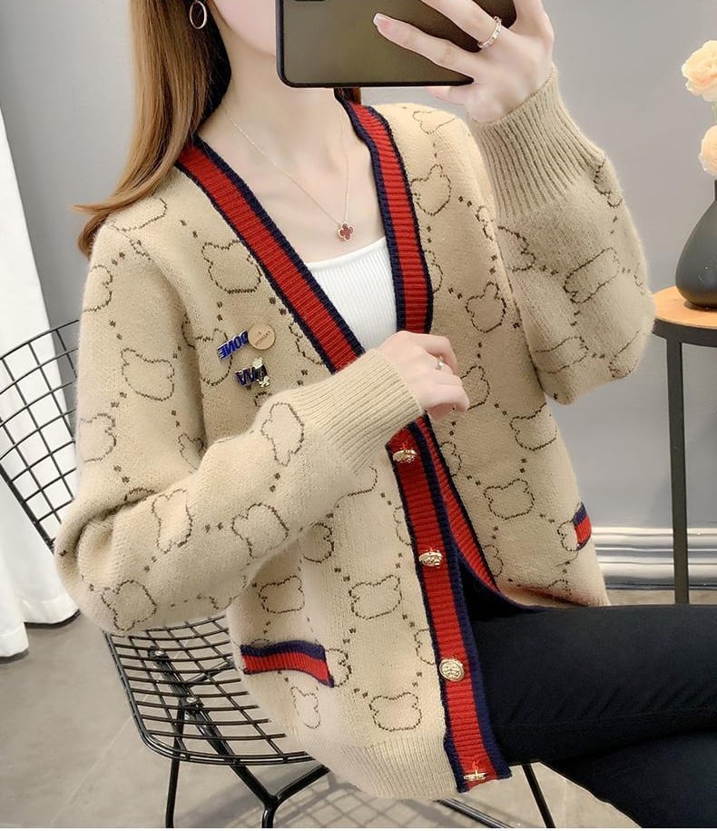 都市ファッショ デザイン オシャレ 上質 切り替え 4色選択 ニットトップスE-9666