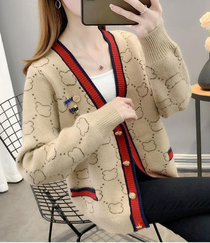 都市ファッショ デザイン オシャレ 上質 切り替え 4色選択 ニットトップスE-9666