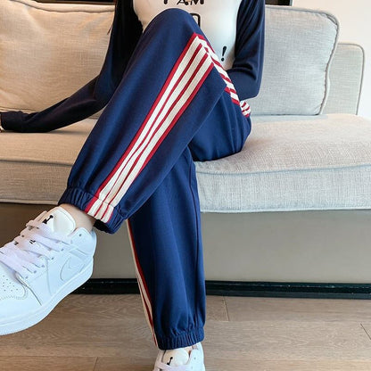 【半額！期間限定！！】定番シンプル 三色 ストライプ柄 スウェット ジョガーパンツ E-4095