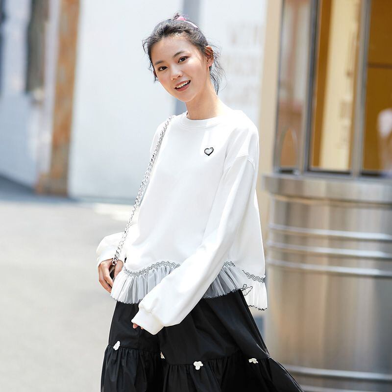 話題沸騰中 おしゃれ度高め 美人度アップ 切り替え 不規則 イレギュラー トップスE-9472
