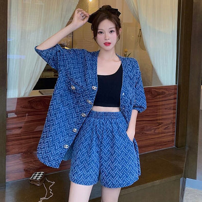 レトロ ジャケット＋ショートパンツ 高級感溢れる セットアップE-6718