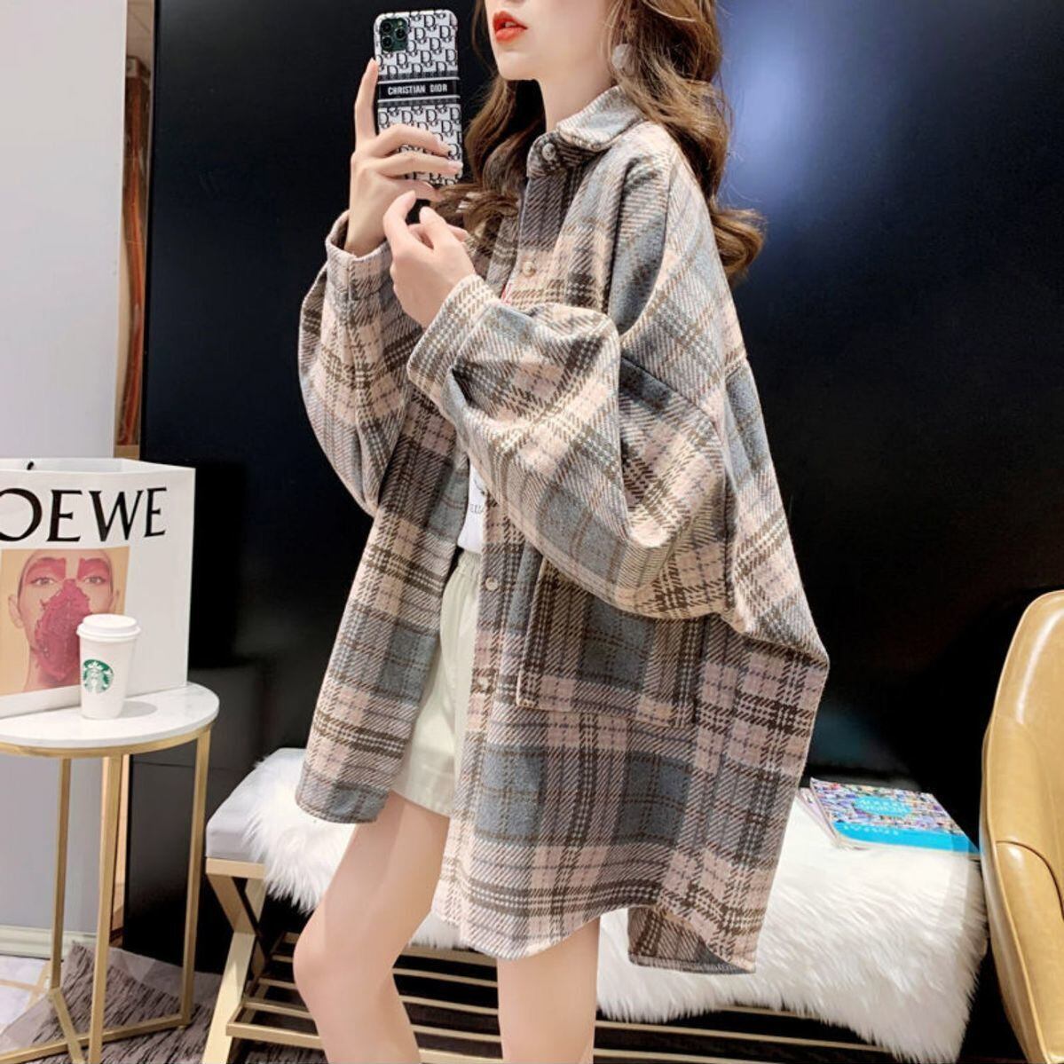 超人気 オシャレ 都市ファッショ デザイン 定番シンプル チェック柄 シャツ E-9646