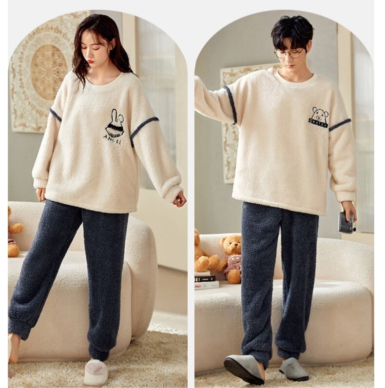 大活躍 3種選択 柔らかくて優しい印象 サンゴフリース カップル パジャマE-10005