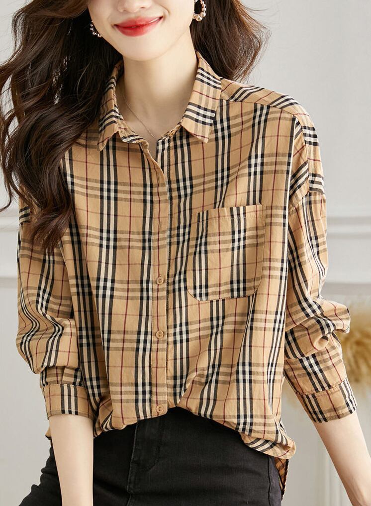 絶対欲しい チェック柄 こなれ感のあるスタイルが叶う1枚 切り替え Tシャツ E-9513