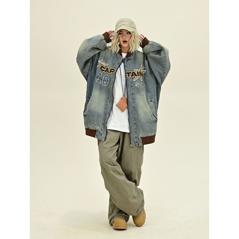 売れ筋 デザイン オシャレ デザイン性抜群 デニム 切り替え ジャケット E-10064