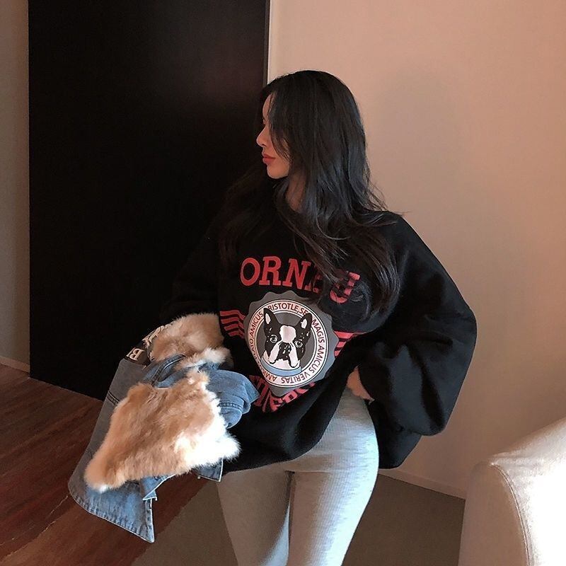 【裏起毛あり】優しい雰囲気 キュート ファッション カジュアル 2色 スウェットE-10175