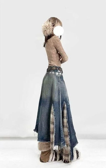 デニム デートにぴったり  女性力を高める 無地 ハイウエスト スカート ボトムスE-12319