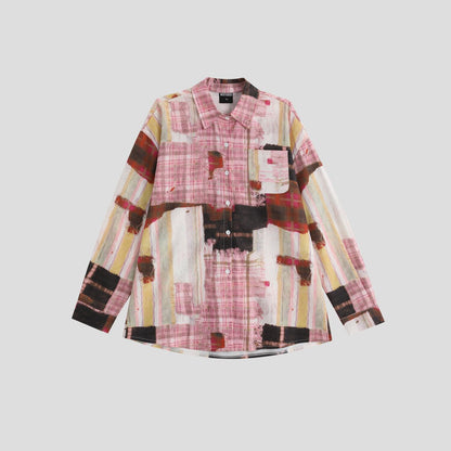 スタイルアップ カジュアル 個性的なデザイン チェック柄 全3色 カップル シャツ E-9165