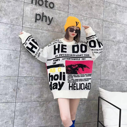 絶対流行 オシャレ 都市ファッショ デザイン スタイルアップ 5色選択 ニットトップスE-9989