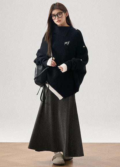 新商品 都市ファッショ おすすめ オシャレ デザイン 不規則 イレギュラー 2色選択 ニットトップスE-9917