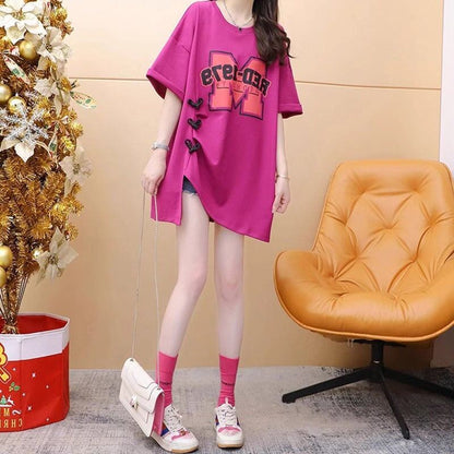 超人気 特別デザイン 美人度アップ ゆったり二色 半袖TシャツE-8038