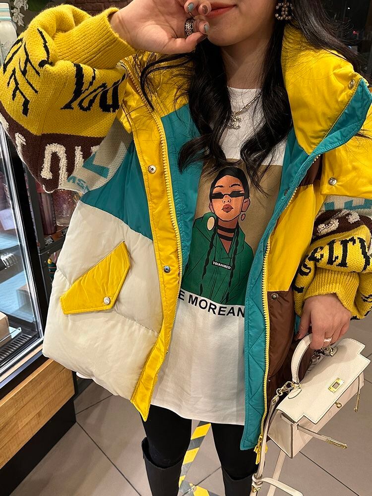 気質アップ 切り替え ファッション感満々 2色選択 ダウンジャケットE-10588