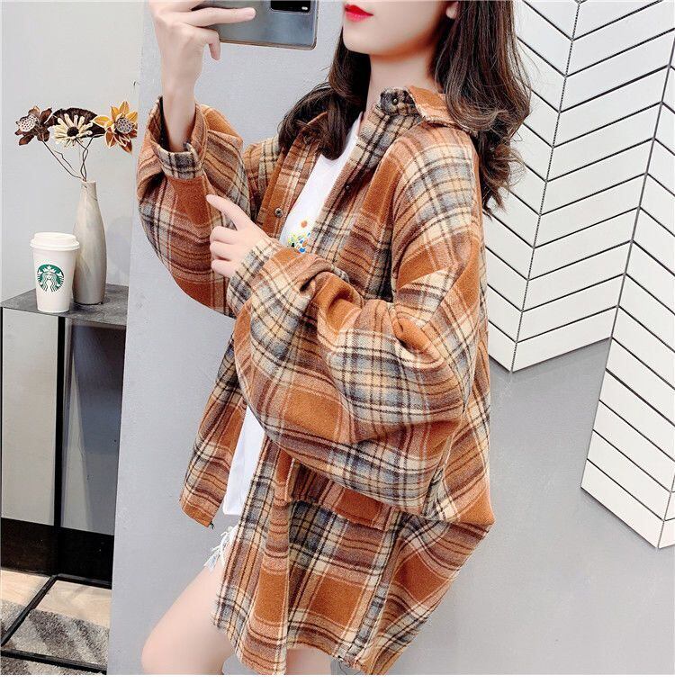 売り切れ必至 カジュアル 柔らかくて優しい印象 チェック柄 3色選択 シャツ E-9689