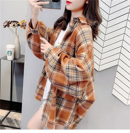 売り切れ必至 カジュアル 柔らかくて優しい印象 チェック柄 3色選択 シャツ E-9689