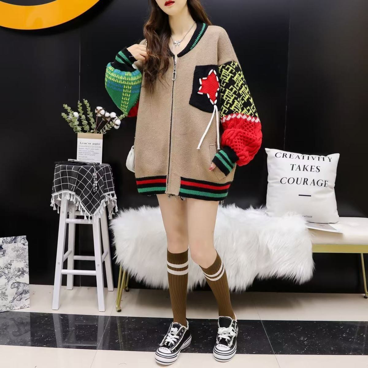 絶対欲しい 高見えデザイン 快適トップス ストライプ柄 4色選択 ニットトップスE-10025