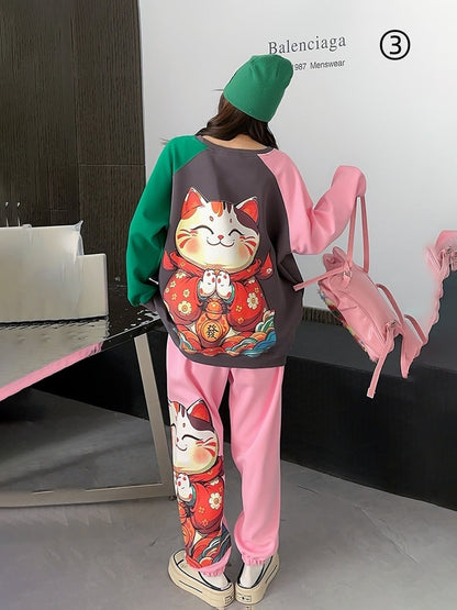 スタイルアップ効果抜群 4色選択 プリント パーカー＋ショートパンツ セットアップE-10456