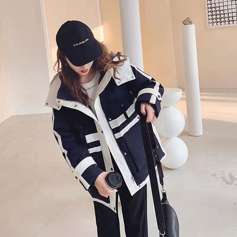 大活躍 オシャレ 都市ファッショ デザイン 気質アップ 切り替え ダウンジャケット E-9871