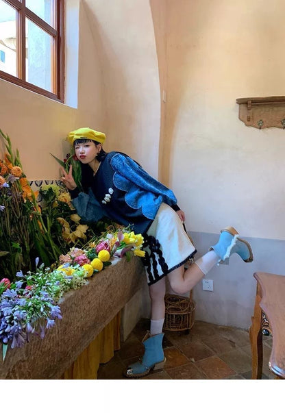 おしゃれ ファッション デニム キュート カジュアル スウェットE-10181