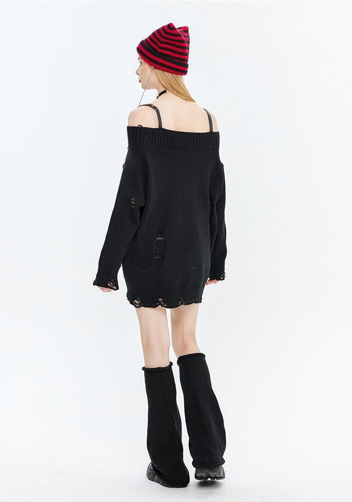 人気上昇中 ファッション感満々 高見えデザイン 全2色 オフショル風 ニットトップスE-9599