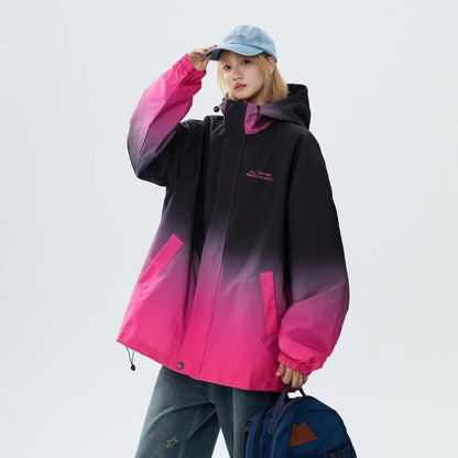 話題沸騰中  防寒  撥水加工 バックビッグロゴ 男女兼用 4色展開 グラデーションのウィンドブレーカーE-12713