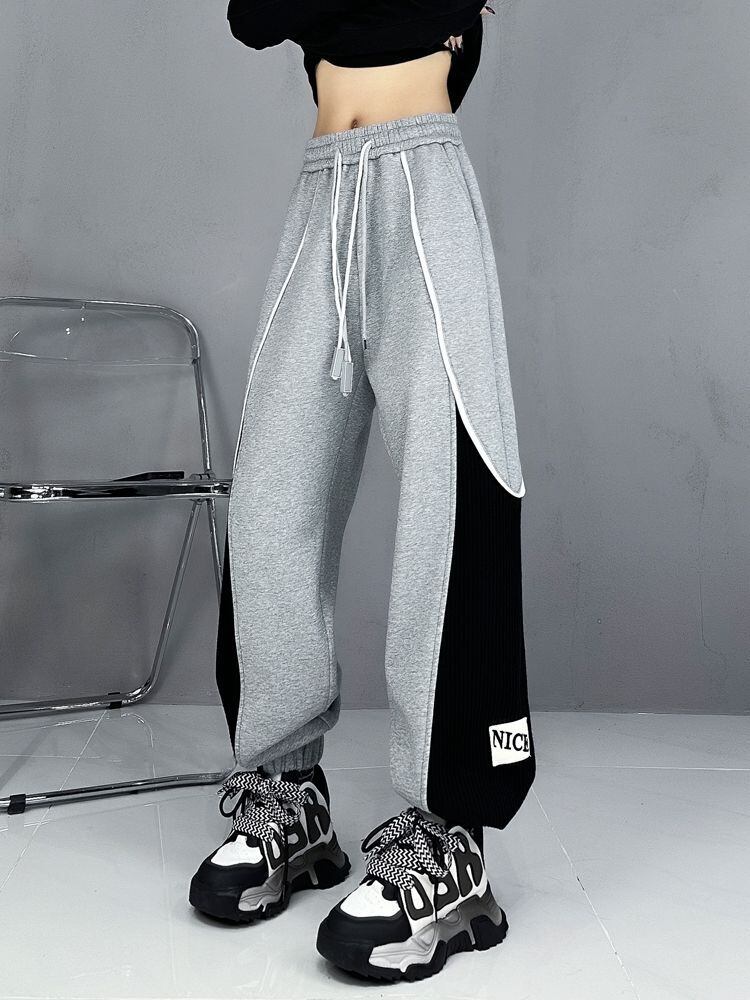 大人可愛い 個性的なデザイン スタイルアップ 2色 ジョガーパンツ E-10763