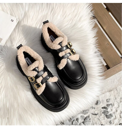 好感度満載 美感いっぱい 太ヒール スクエアトゥ ベルベット ローファー 革靴 2色選択可 シューズE-10551