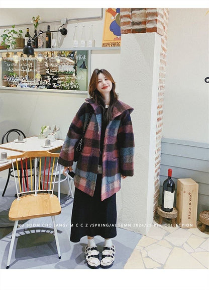 柔らかくて優しい印象 ラムフリース カジュアル コート ボアジャケットE-10140