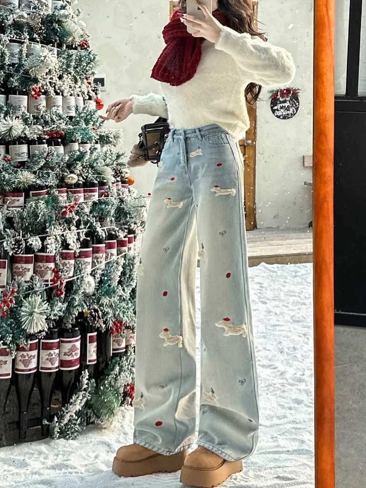 好感度UP 着回し力抜群 売り切れ必至 プラスベルベット 2色選択 デニム ワイドパンツE-10864