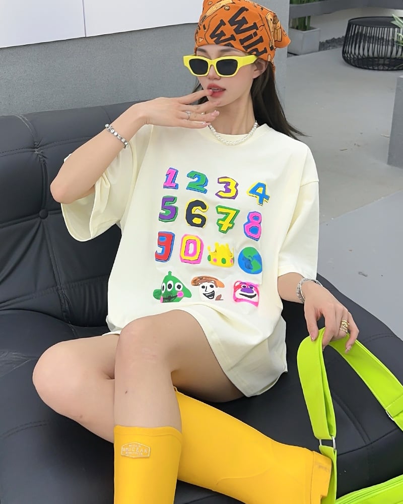 売り切れ必至 個性派 プリント三色 ゆったり 半袖Tシャツ ＜ins-8462＞