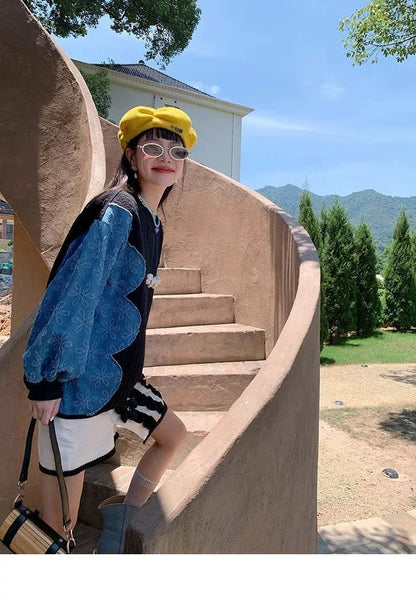 おしゃれ ファッション デニム キュート カジュアル スウェットE-10181