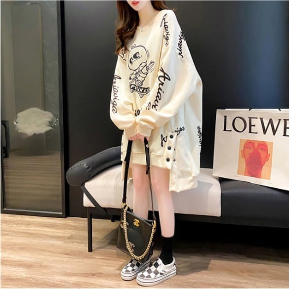 【裏起毛】大好評 ファッション 売り切れ必至 個性派 ルーズ 長スウェットE-6217